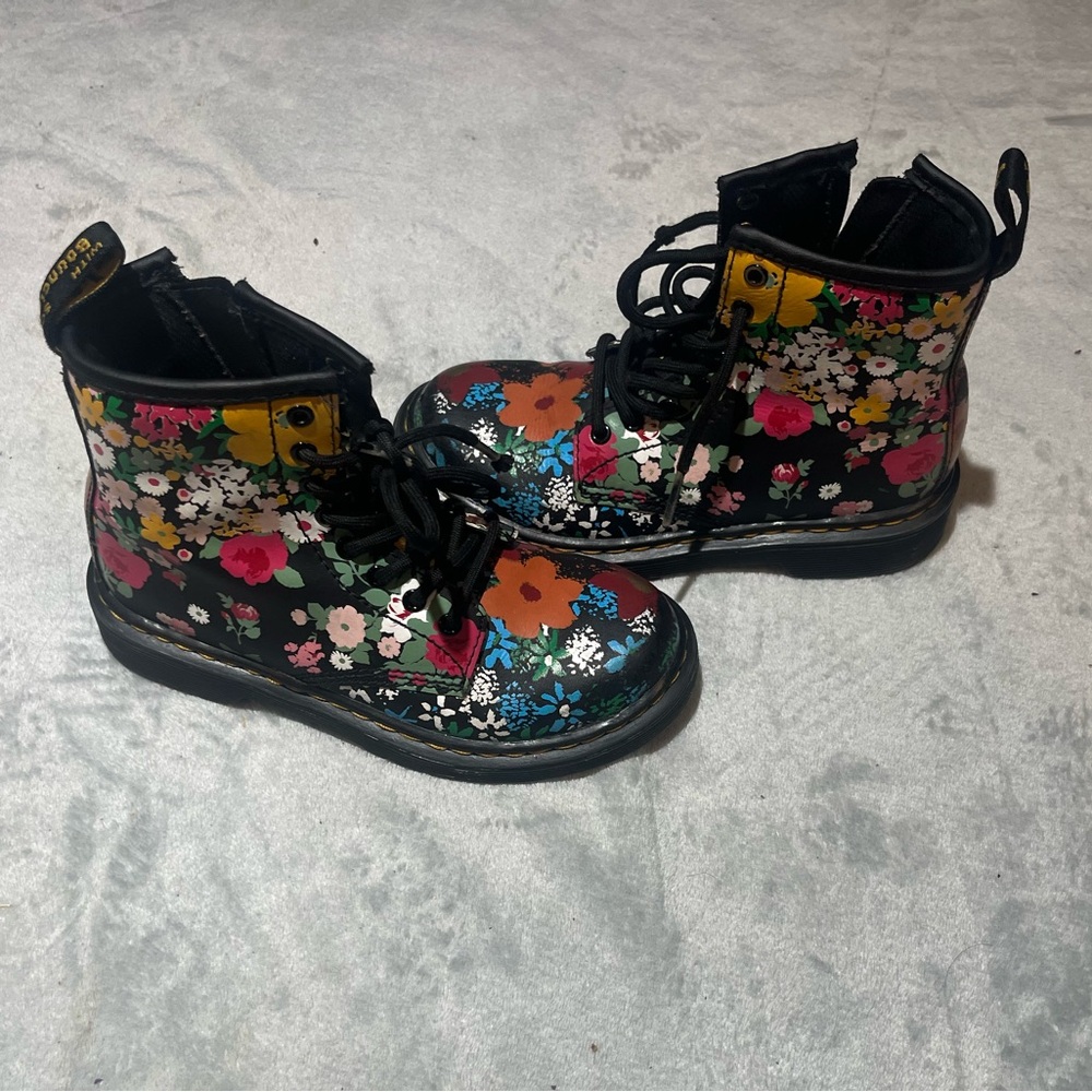 Dr. Martens Girl  Boots with Colorful Floral Design Size 13